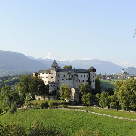 Hotel Schmung: our picture gallery Castle on green hill with mountains in background under clear sky